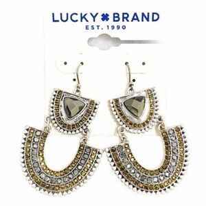 Silver and Gold pave Dangle Earrings